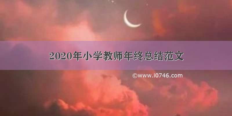 2020年小学教师年终总结范文