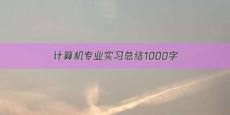 计算机专业实习总结1000字