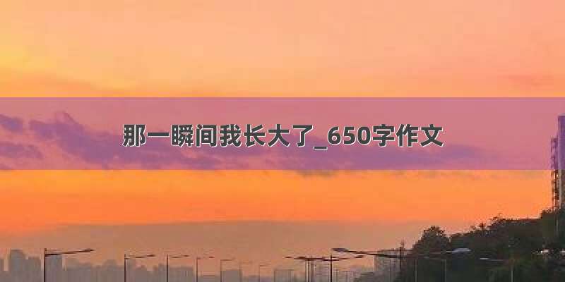 那一瞬间我长大了_650字作文