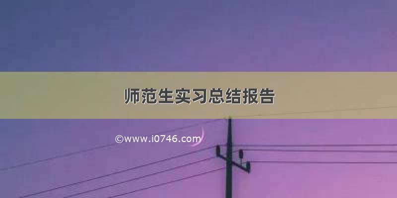 师范生实习总结报告