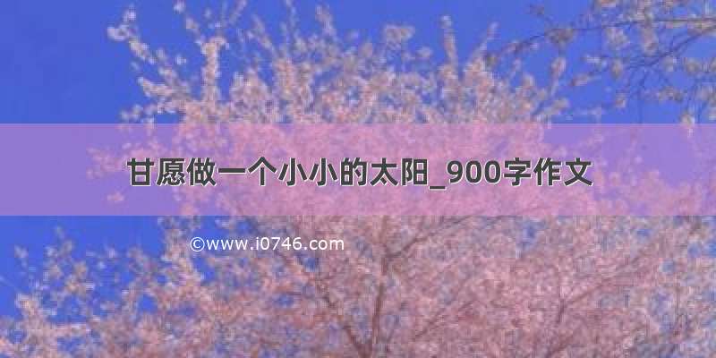 甘愿做一个小小的太阳_900字作文