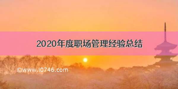 2020年度职场管理经验总结