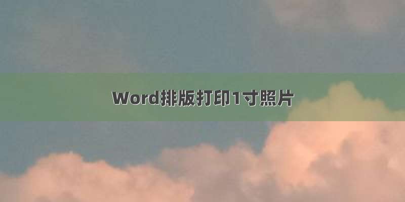 Word排版打印1寸照片