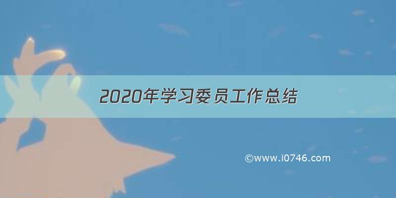 2020年学习委员工作总结