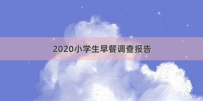 2020小学生早餐调查报告