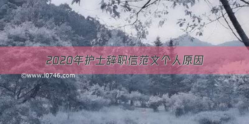 2020年护士辞职信范文个人原因