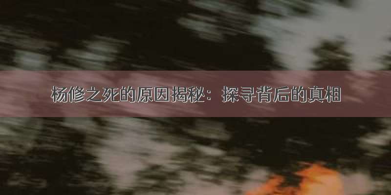 杨修之死的原因揭秘：探寻背后的真相