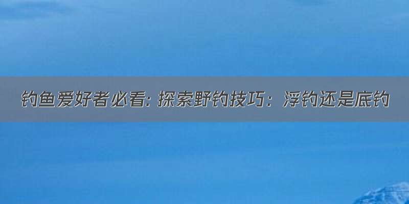 钓鱼爱好者必看: 探索野钓技巧：浮钓还是底钓