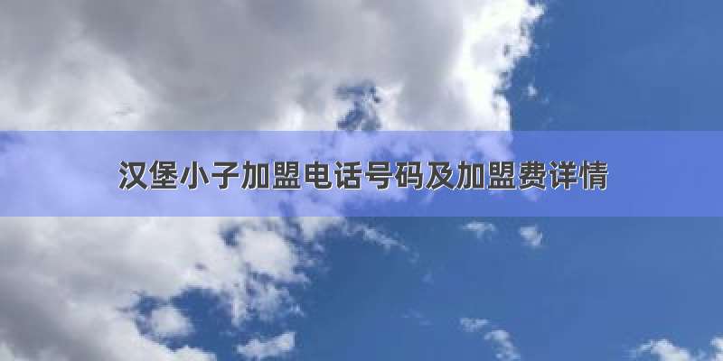 汉堡小子加盟电话号码及加盟费详情