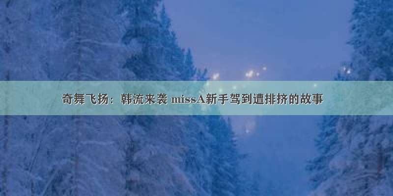 奇舞飞扬：韩流来袭 missA新手驾到遭排挤的故事