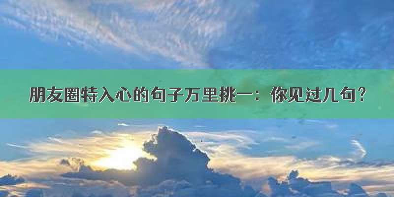 朋友圈特入心的句子万里挑一：你见过几句？