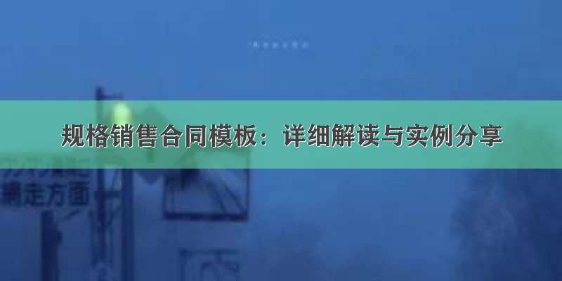 规格销售合同模板：详细解读与实例分享