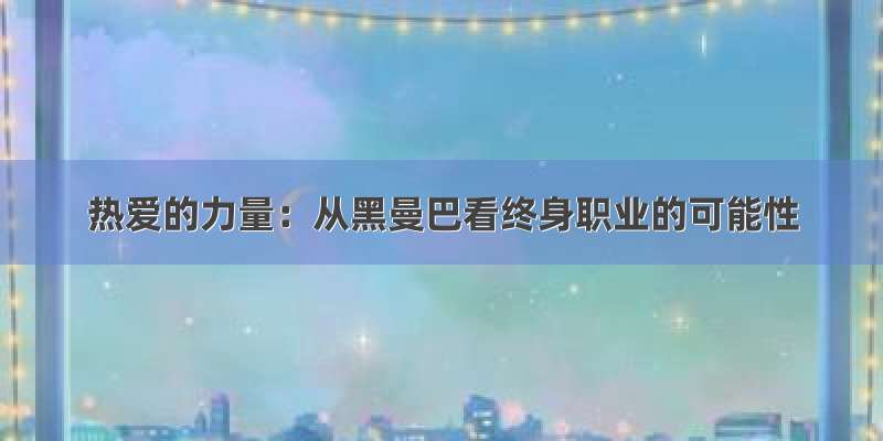 热爱的力量：从黑曼巴看终身职业的可能性