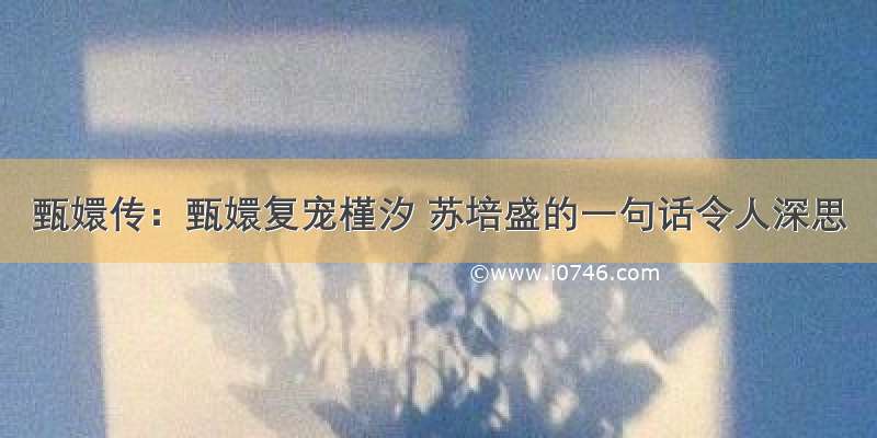 甄嬛传：甄嬛复宠槿汐 苏培盛的一句话令人深思