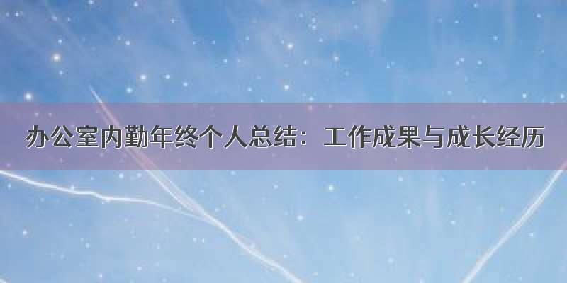 办公室内勤年终个人总结：工作成果与成长经历