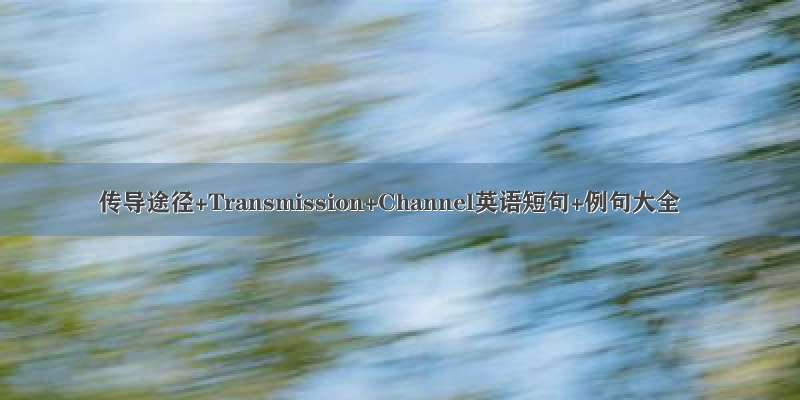 传导途径+Transmission+Channel英语短句+例句大全