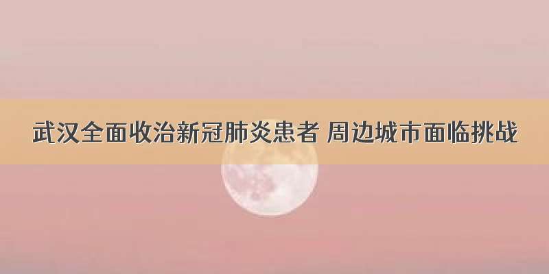 武汉全面收治新冠肺炎患者 周边城市面临挑战