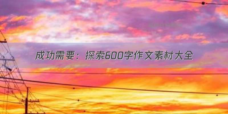 成功需要：探索600字作文素材大全