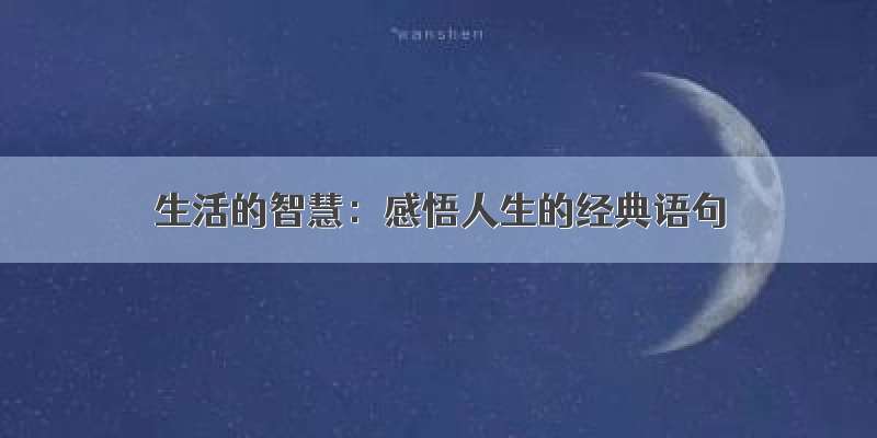 生活的智慧：感悟人生的经典语句