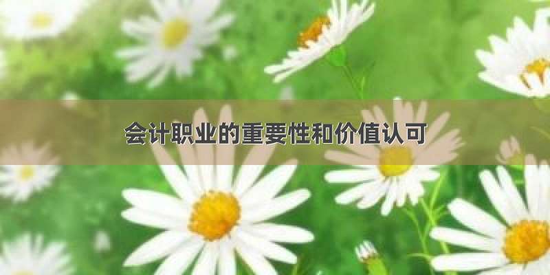 会计职业的重要性和价值认可