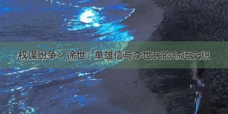 权谋纷争：徐世勣 单雄信与李世民的命运交织