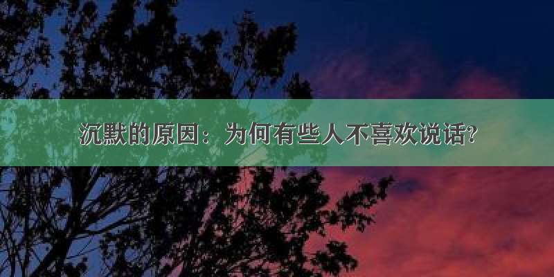 沉默的原因：为何有些人不喜欢说话?