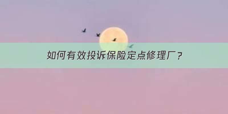 如何有效投诉保险定点修理厂？