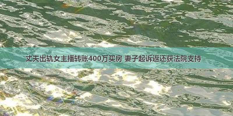 丈夫出轨女主播转账400万买房 妻子起诉返还获法院支持