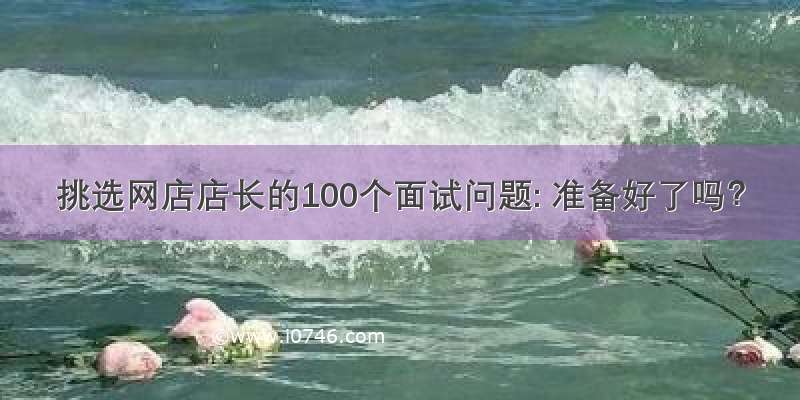 挑选网店店长的100个面试问题: 准备好了吗？