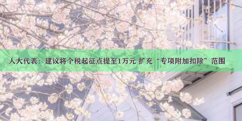 人大代表：建议将个税起征点提至1万元 扩充“专项附加扣除”范围