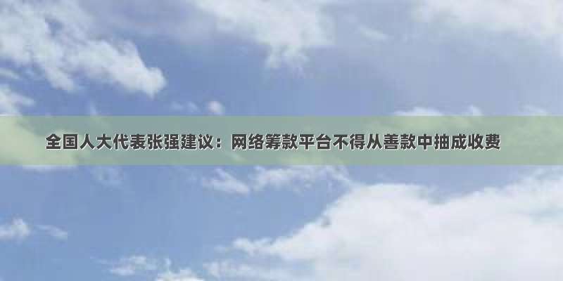 全国人大代表张强建议：网络筹款平台不得从善款中抽成收费