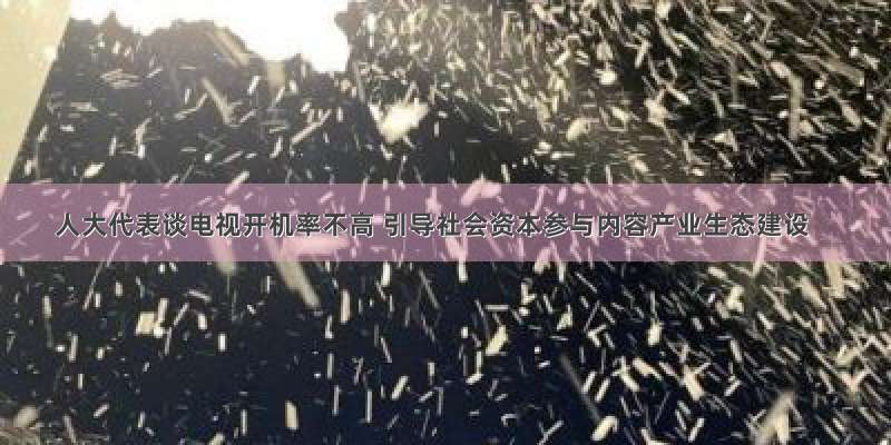 人大代表谈电视开机率不高 引导社会资本参与内容产业生态建设