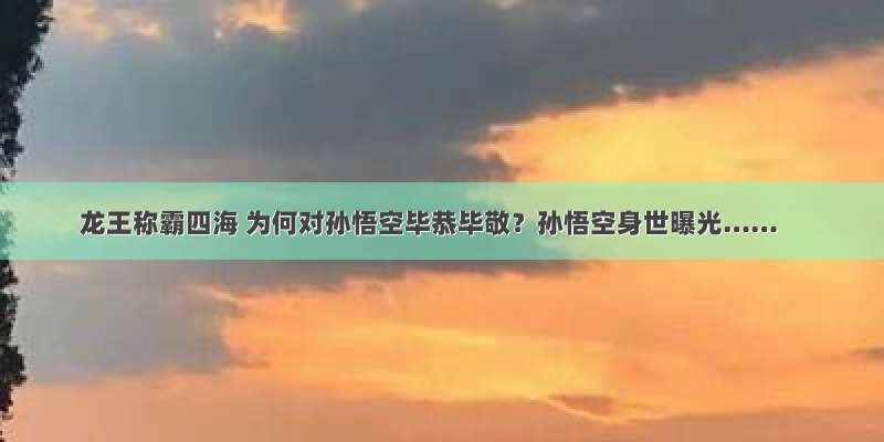 龙王称霸四海 为何对孙悟空毕恭毕敬？孙悟空身世曝光……