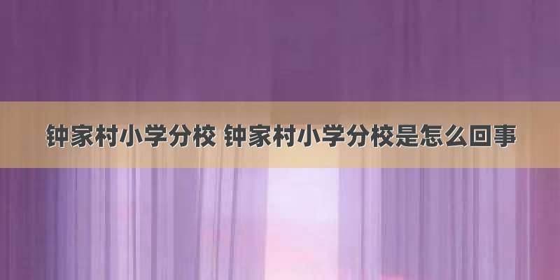 钟家村小学分校 钟家村小学分校是怎么回事