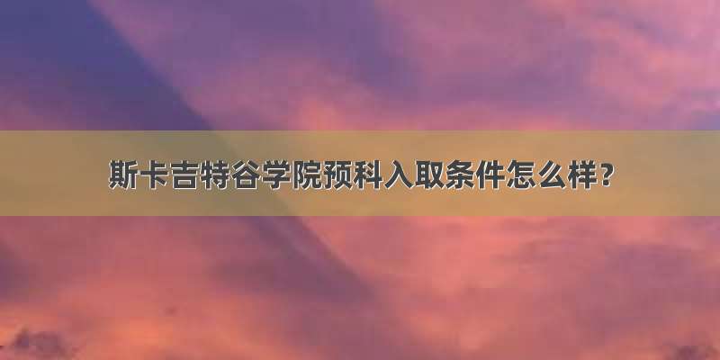 斯卡吉特谷学院预科入取条件怎么样？