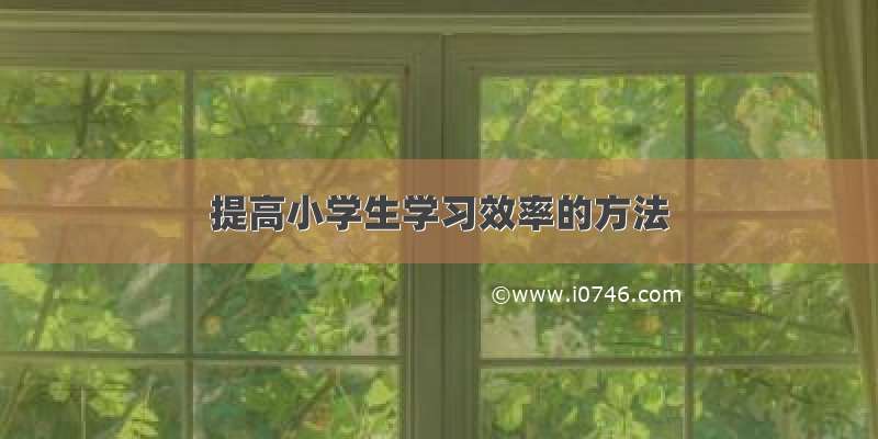 提高小学生学习效率的方法