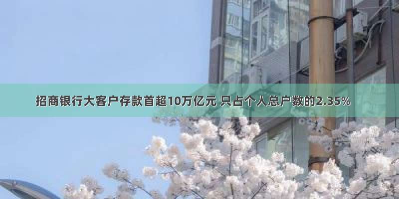 招商银行大客户存款首超10万亿元 只占个人总户数的2.35%