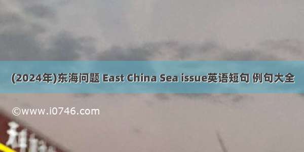 (2024年)东海问题 East China Sea issue英语短句 例句大全